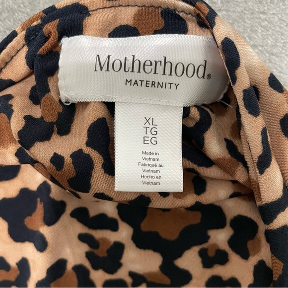 Motherhood Maternity Leopard Print Wrap Midi Dress Short Sleeve Size XL - Picture 6 of 9